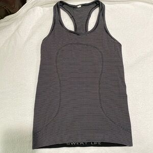 SWIFTLY TECH TANK TOP BLACK AND WHITE STRIPE